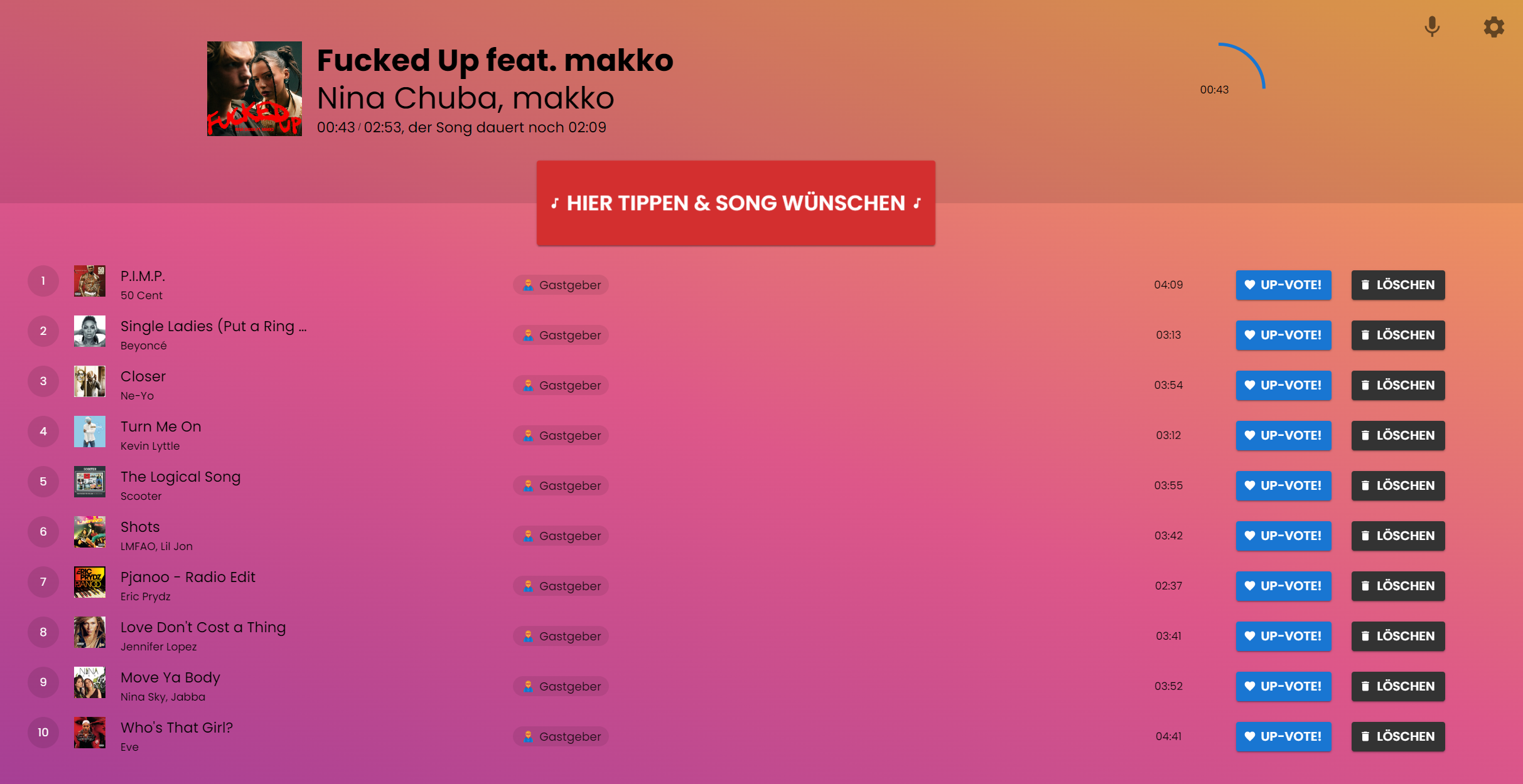 Mikrofonsteuerung über die Jukebox